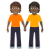 🧑🏾‍🤝‍🧑🏿 people holding hands: medium-dark skin tone, dark skin tone display on JoyPixels